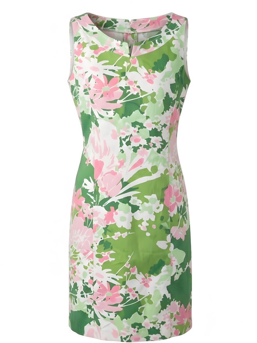 Talbots Green and Pink Floral Midi Sheath Dress
